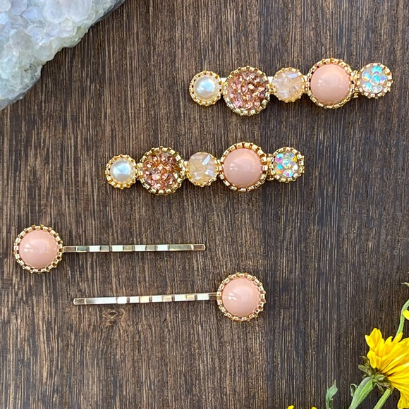 ***SOLD*** Hair Clips Pins Barrettes Rose Gold - Picture 2 of 6